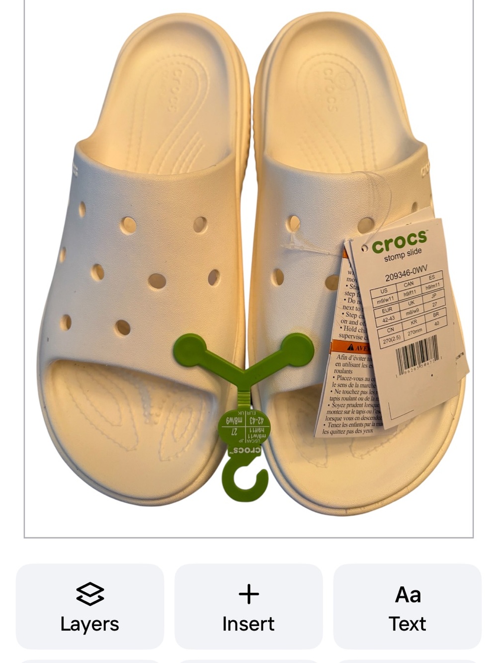 CROCS Stomp Slide in the "Chalk"